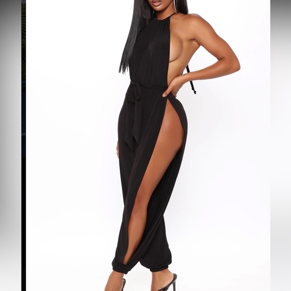 Fashion Nova Pants - Elegant Black Women's Jumpsuit w/o tie string